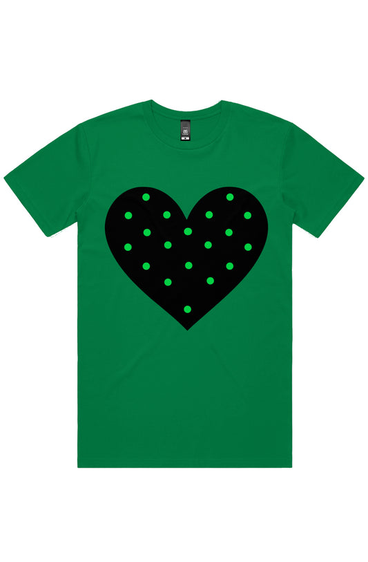 Black Heart Green Dots Heart Shirt